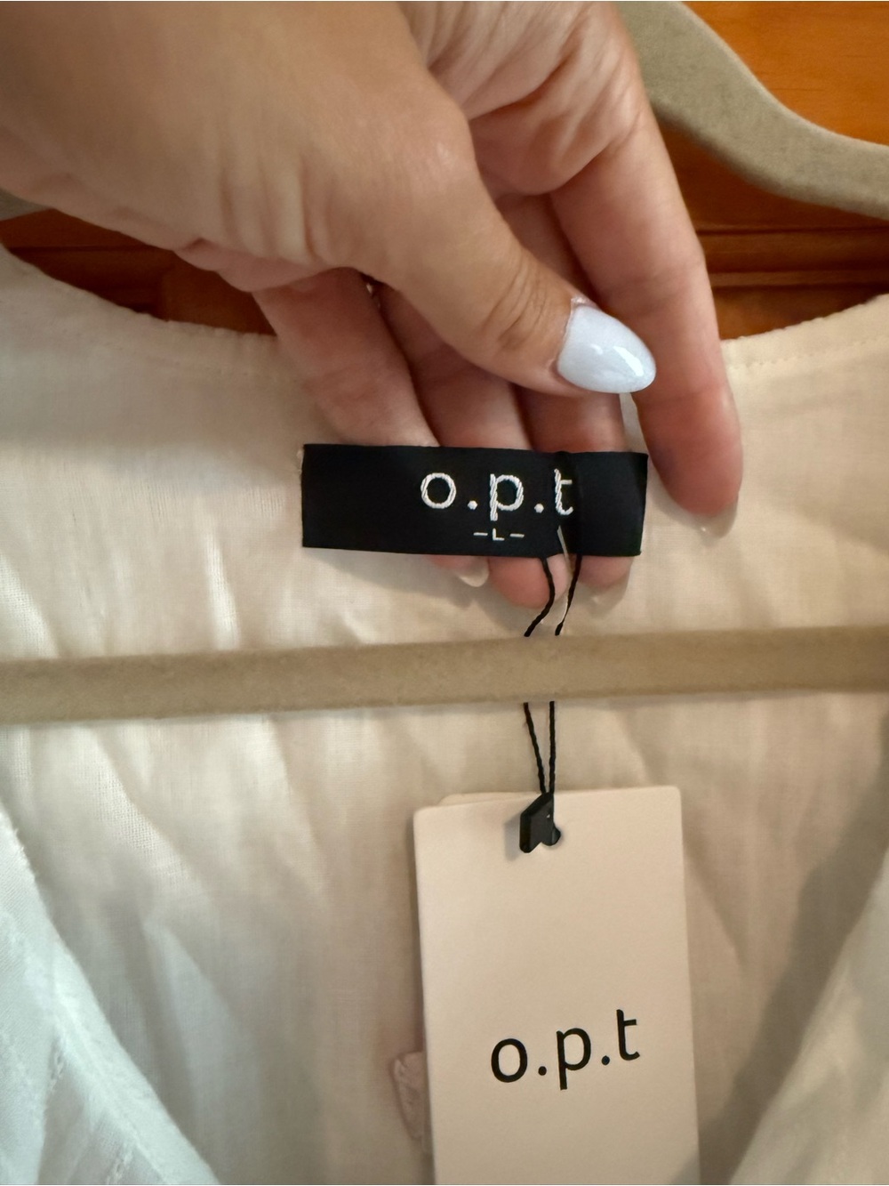 o.p.t. Vida Cotton Dress Tie Waist Bohemian Lace White Size Large NEW - Picture 3 of 13